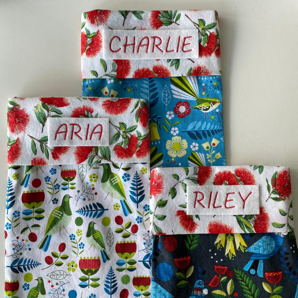 Embroidered name label - add-on for any Christmas stocking