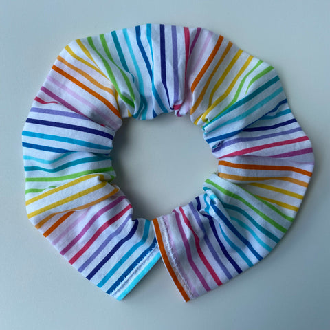 Cat Collar Cover - Cat Size - Multicoloured stripes on white